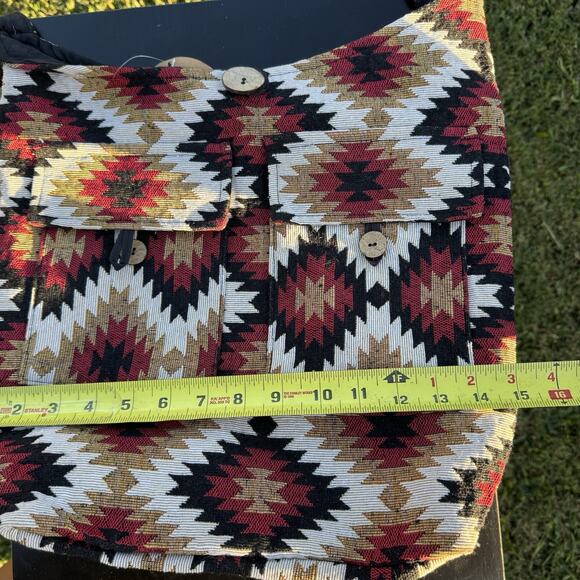 Handmade Blanket Tote Southwestern Navajo Boho Tan Red Black Large Shoulder Bag - Picture 11 of 14